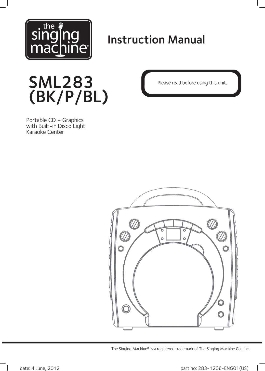 The Singing Machine SML283(BK/P/BL), THE SINGING MACHINE manual 