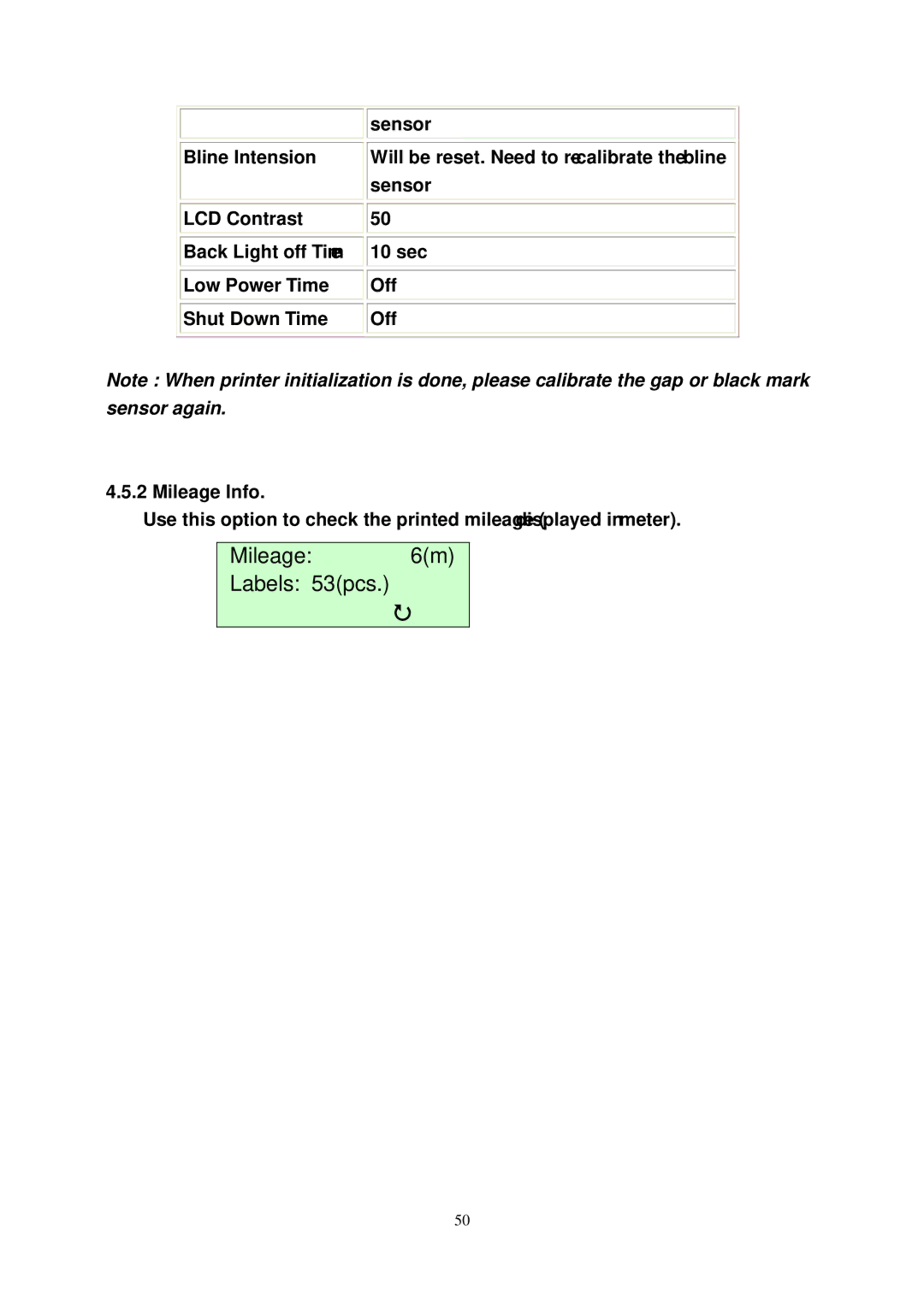 The Speaker Company M23 user manual Mileage 6m Labels 53pcs, Mileage Info 