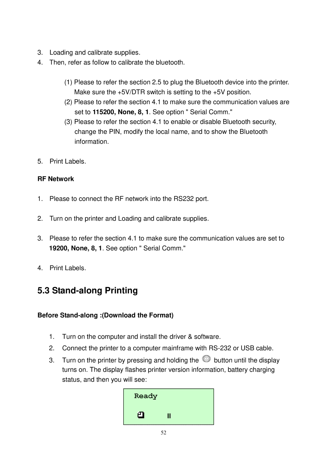 The Speaker Company M23 user manual Stand-along Printing, RF Network, Before Stand-along Download the Format 