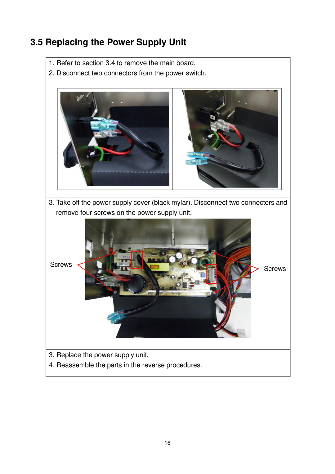 The Speaker Company me240 manual Replacing the Power Supply Unit 