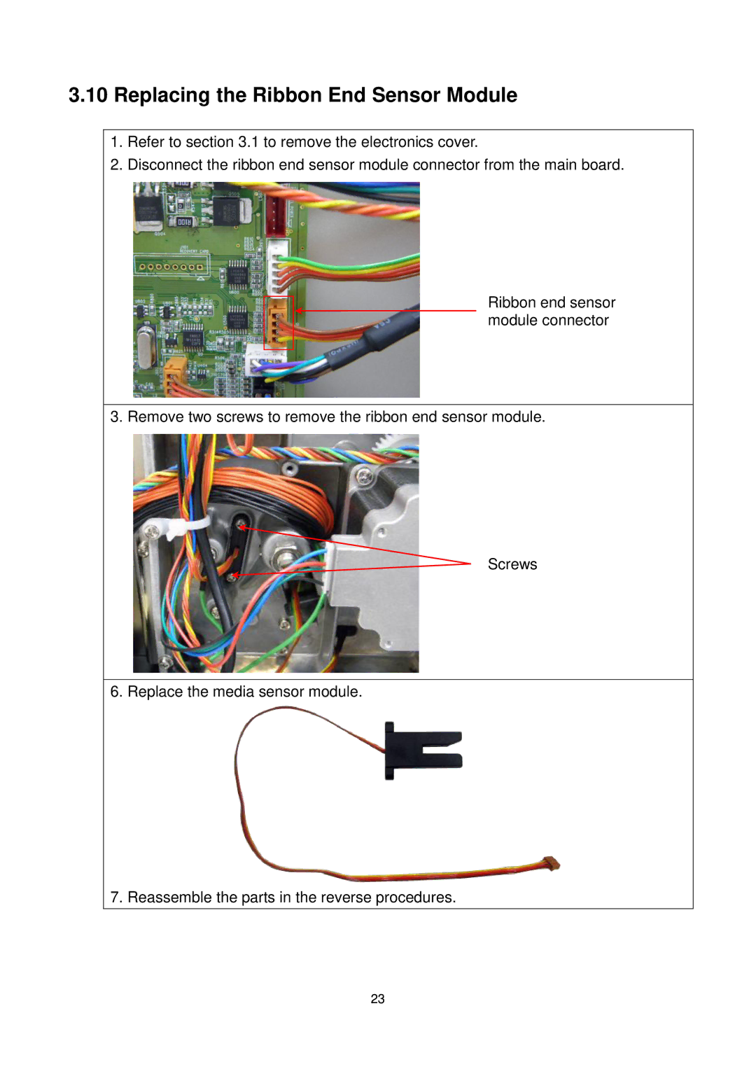 The Speaker Company me240 manual Replacing the Ribbon End Sensor Module 