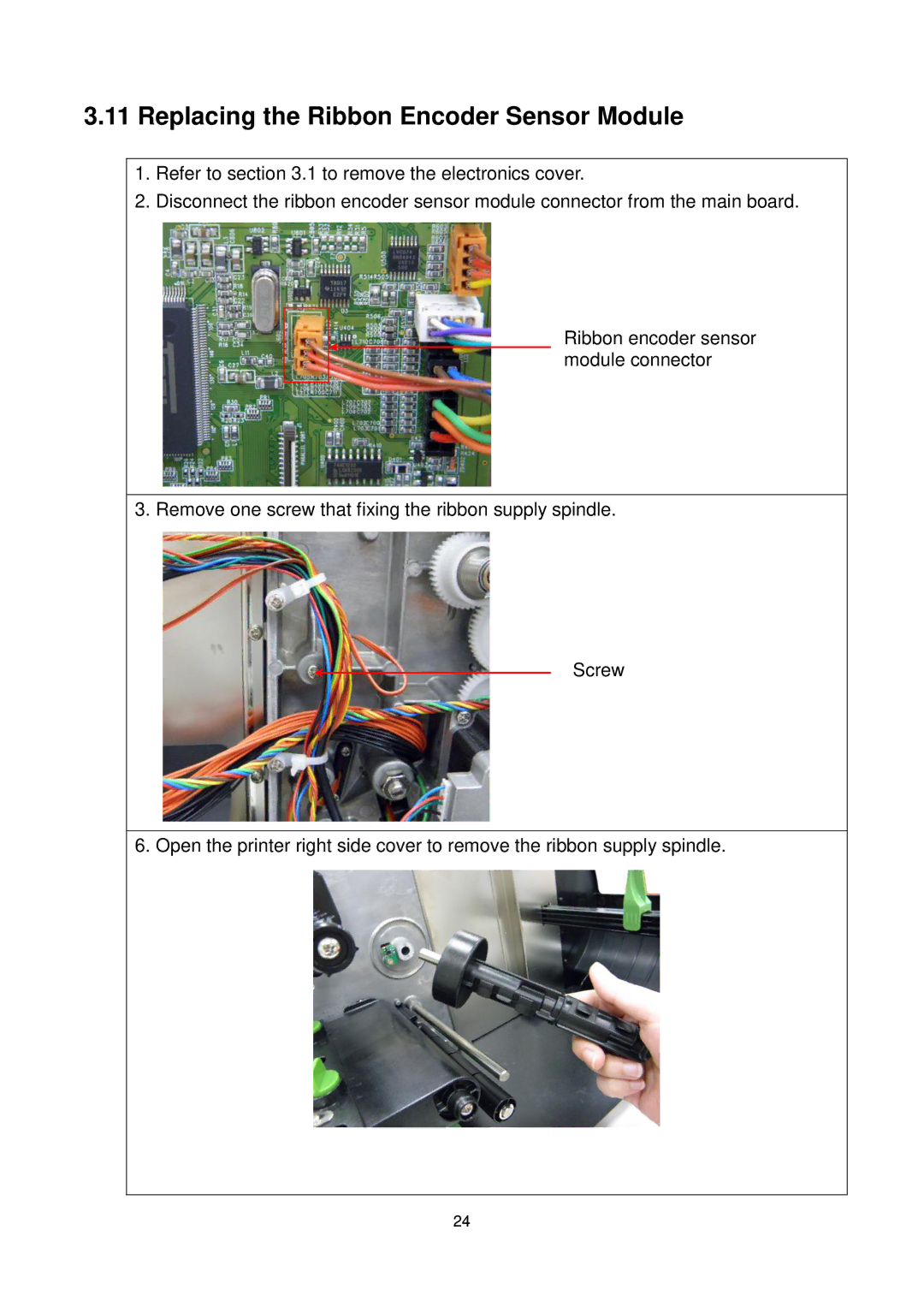 The Speaker Company me240 manual Replacing the Ribbon Encoder Sensor Module 