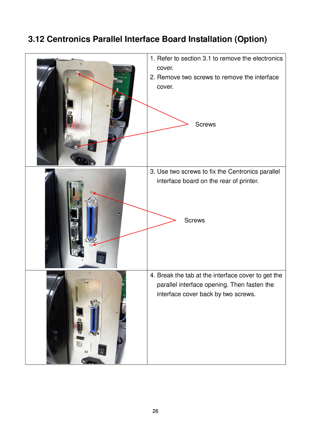 The Speaker Company me240 manual Centronics Parallel Interface Board Installation Option 