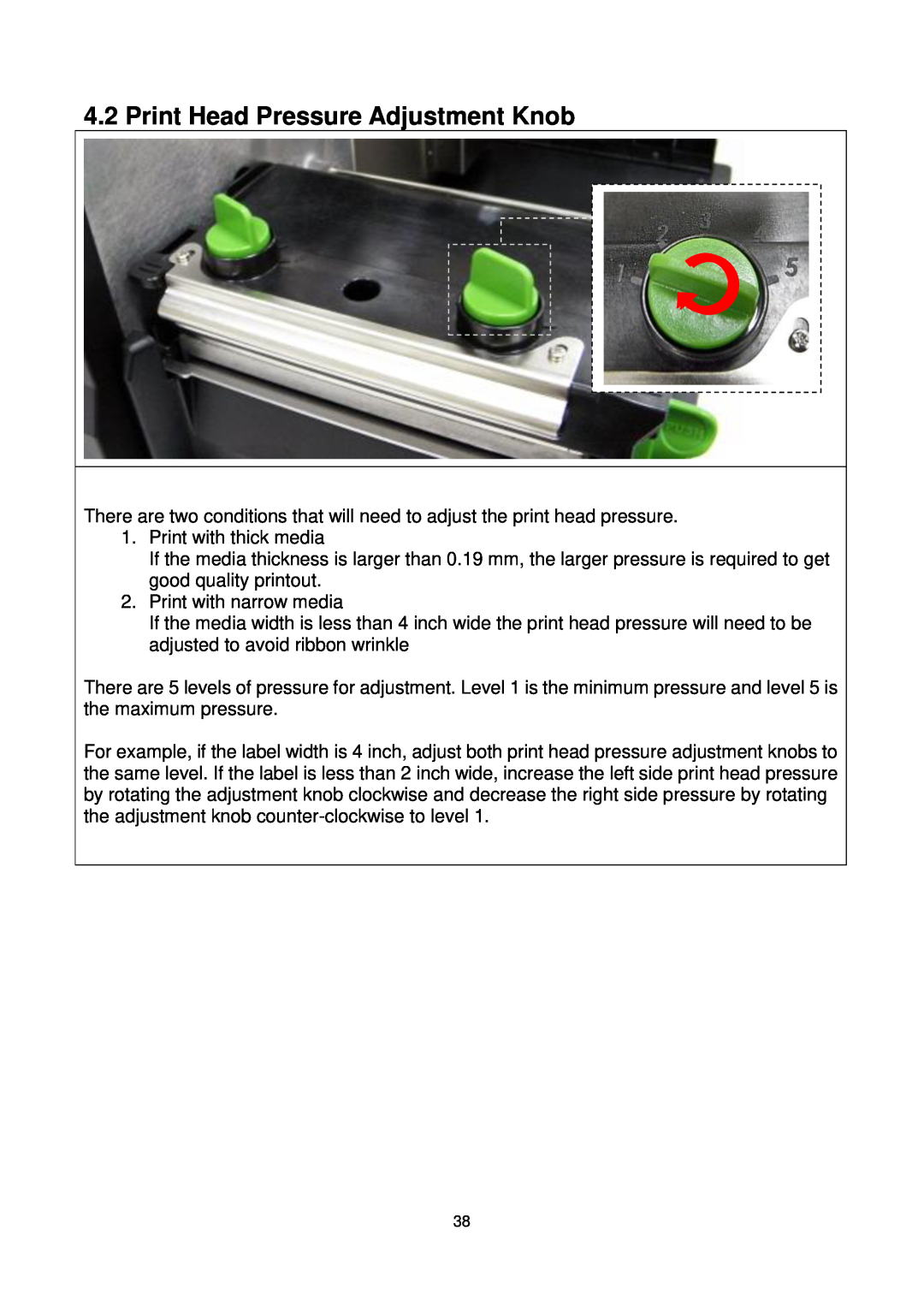 The Speaker Company me240 manual Print Head Pressure Adjustment Knob 