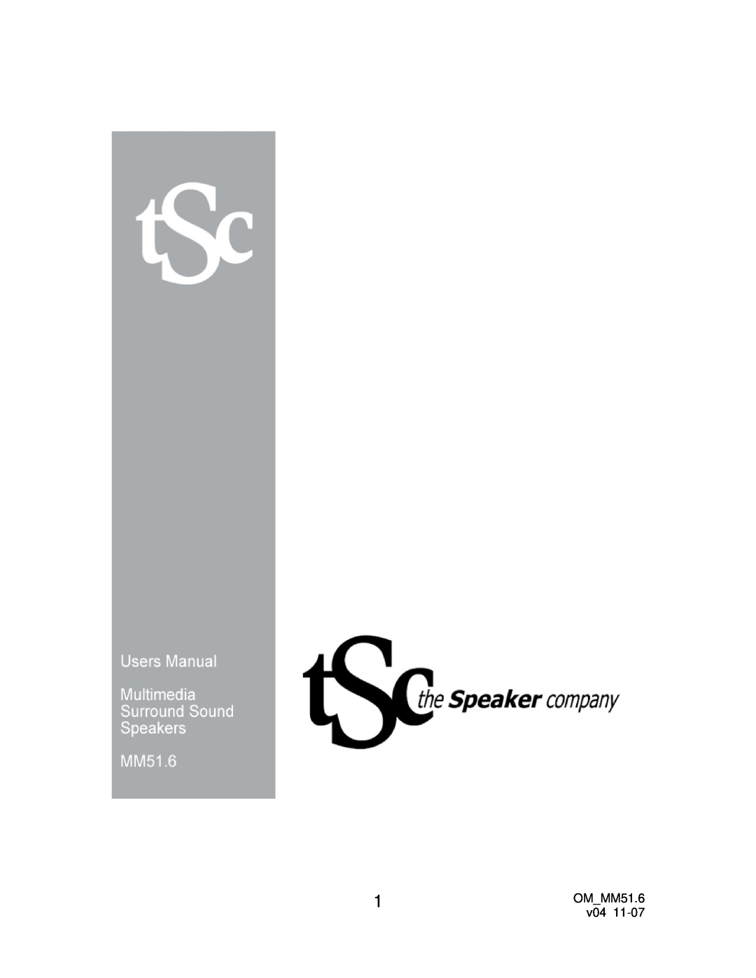 The Speaker Company manual OM MM51.6 