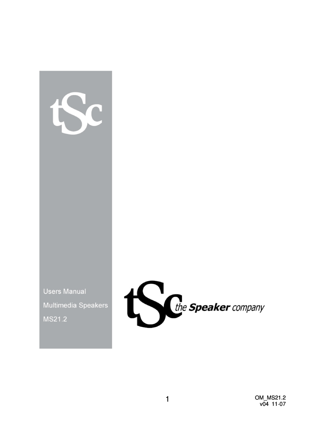 The Speaker Company OM_MS21.2 manual OM MS21.2 