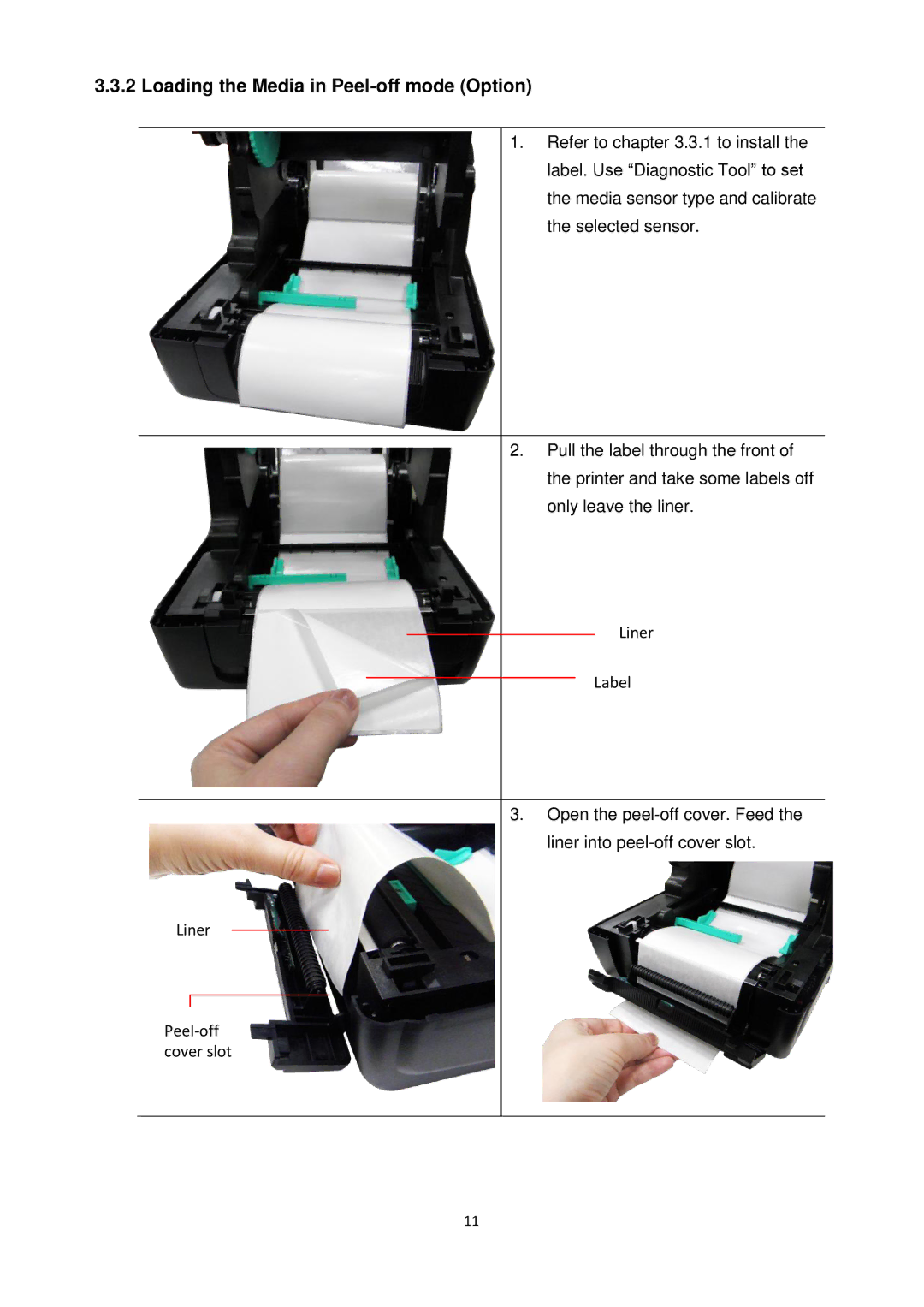 The Speaker Company ta200 manual Loading the Media in Peel-off mode Option 