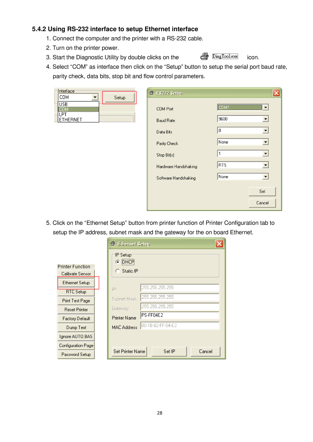 The Speaker Company ta200 manual Using RS-232 interface to setup Ethernet interface 