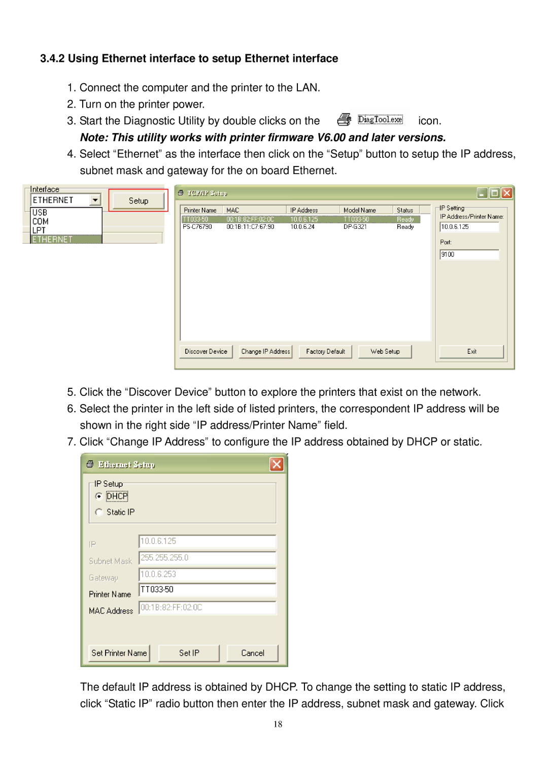 The Speaker Company TDP-225 user manual Using Ethernet interface to setup Ethernet interface 