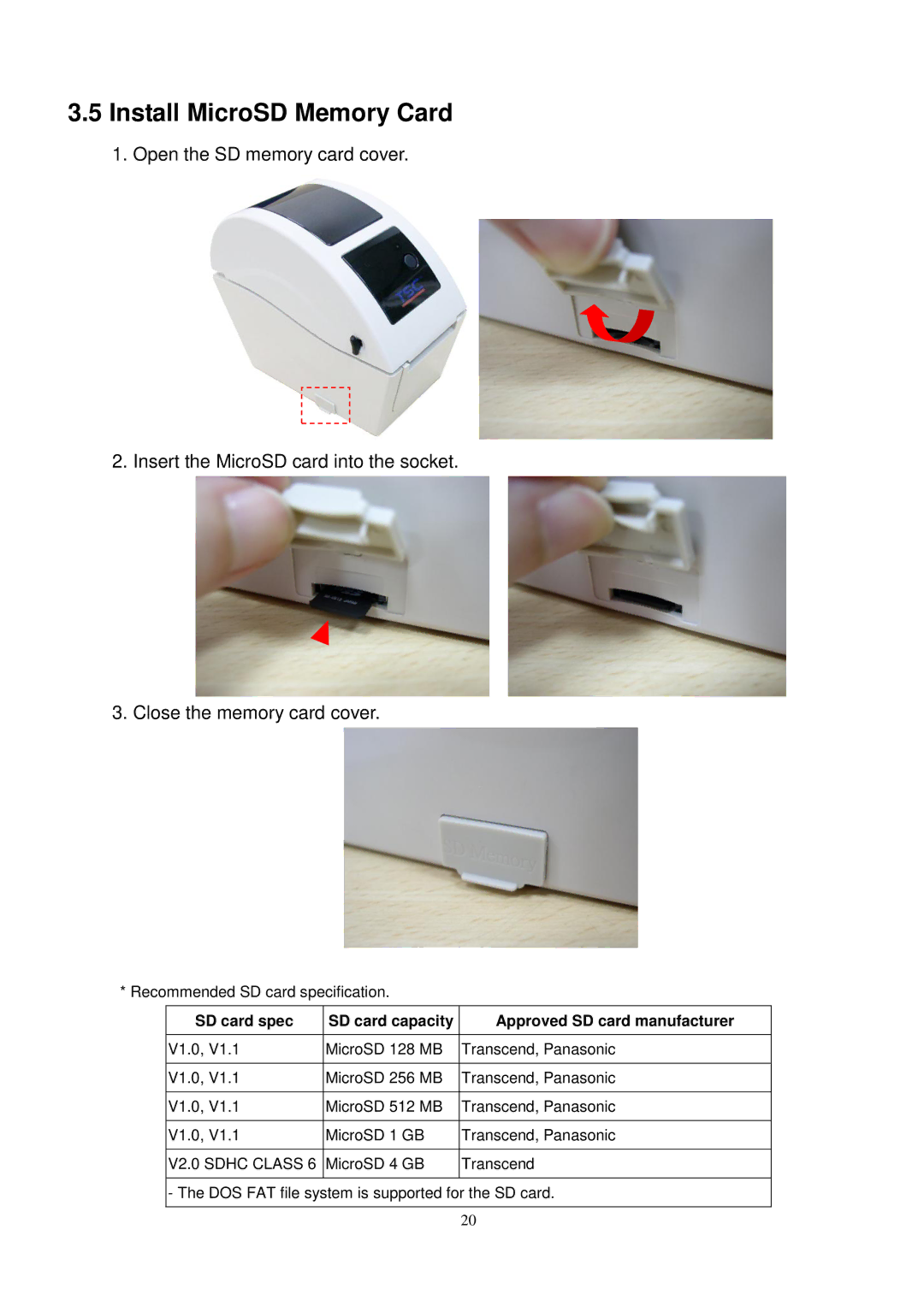 The Speaker Company TDP-225 user manual Install MicroSD Memory Card 