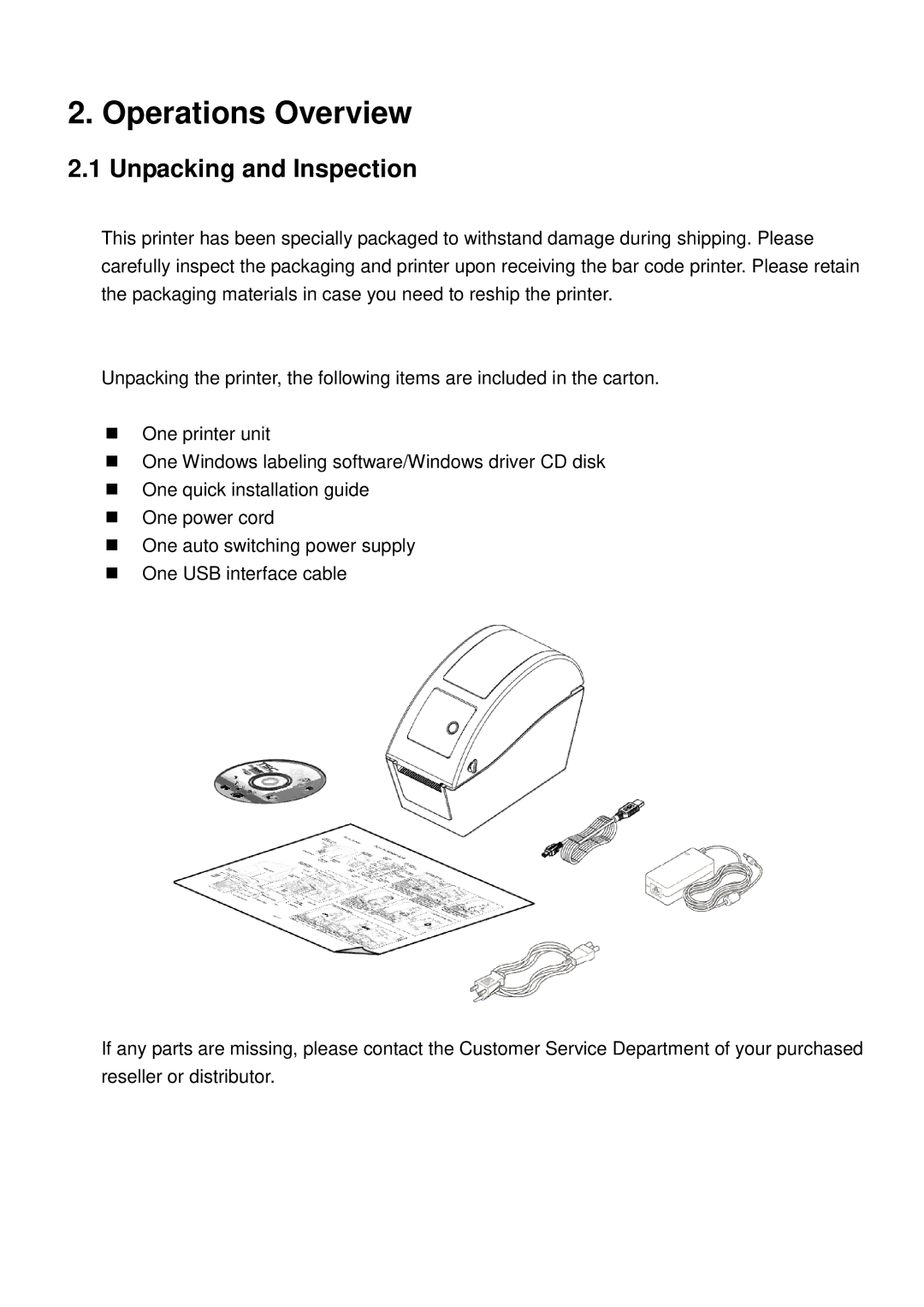 The Speaker Company TDP-225 user manual Operations Overview, Unpacking and Inspection 