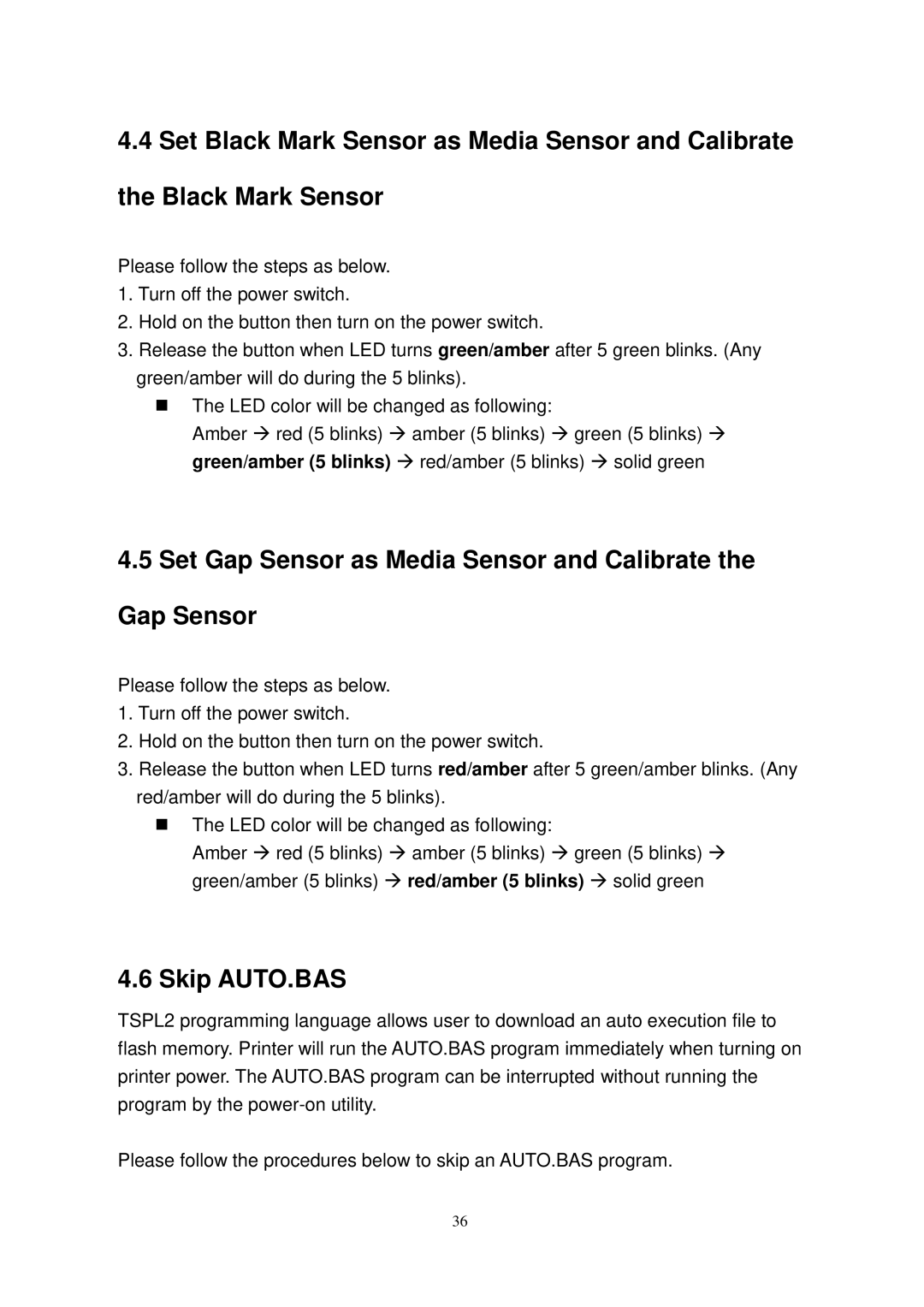 The Speaker Company TTP-245 Plus user manual Set Gap Sensor as Media Sensor and Calibrate the Gap Sensor, Skip AUTO.BAS 