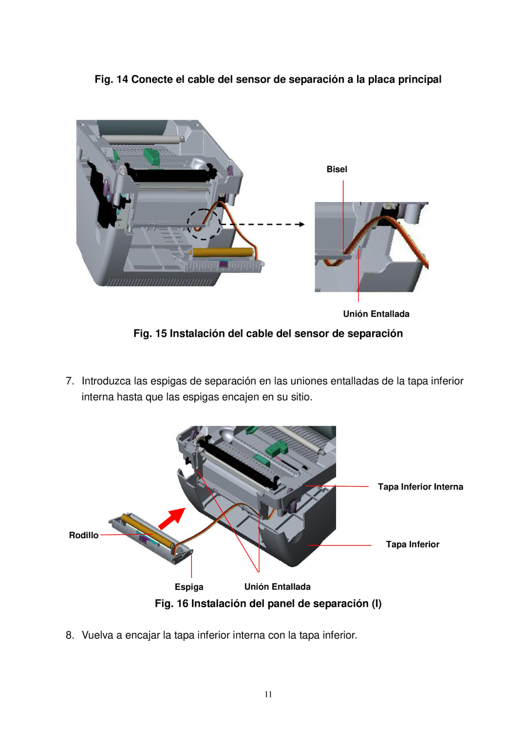 The Speaker Company TTP-245 manual Instalación del cable del sensor de separación 