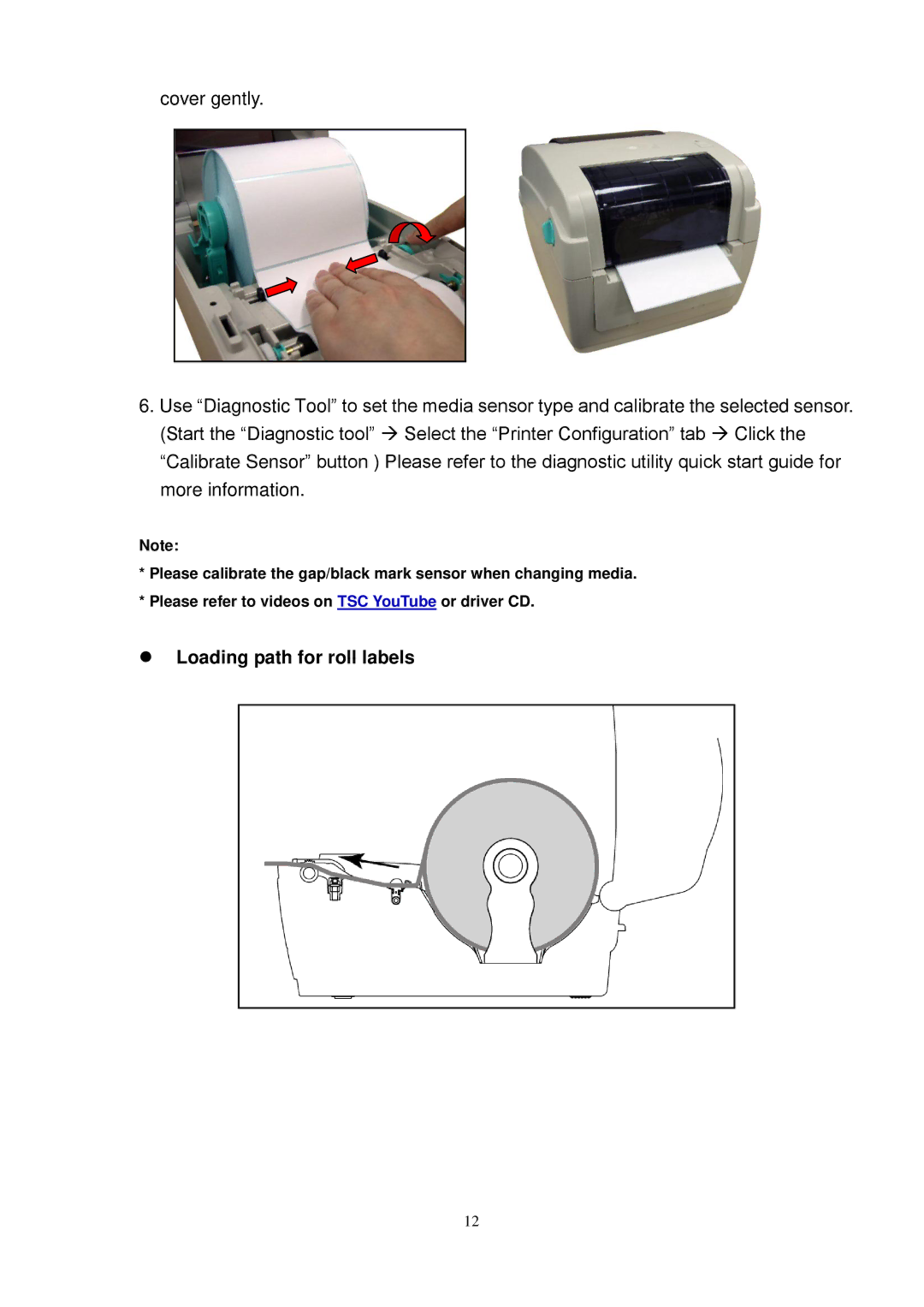 The Speaker Company TTP-245C, TTP-244CE, TTP-343C user manual  Loading path for roll labels 