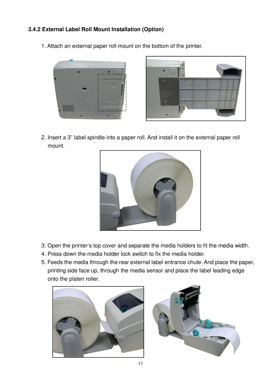 The Speaker Company TTP-244CE, TTP-245C, TTP-343C user manual External Label Roll Mount Installation Option 