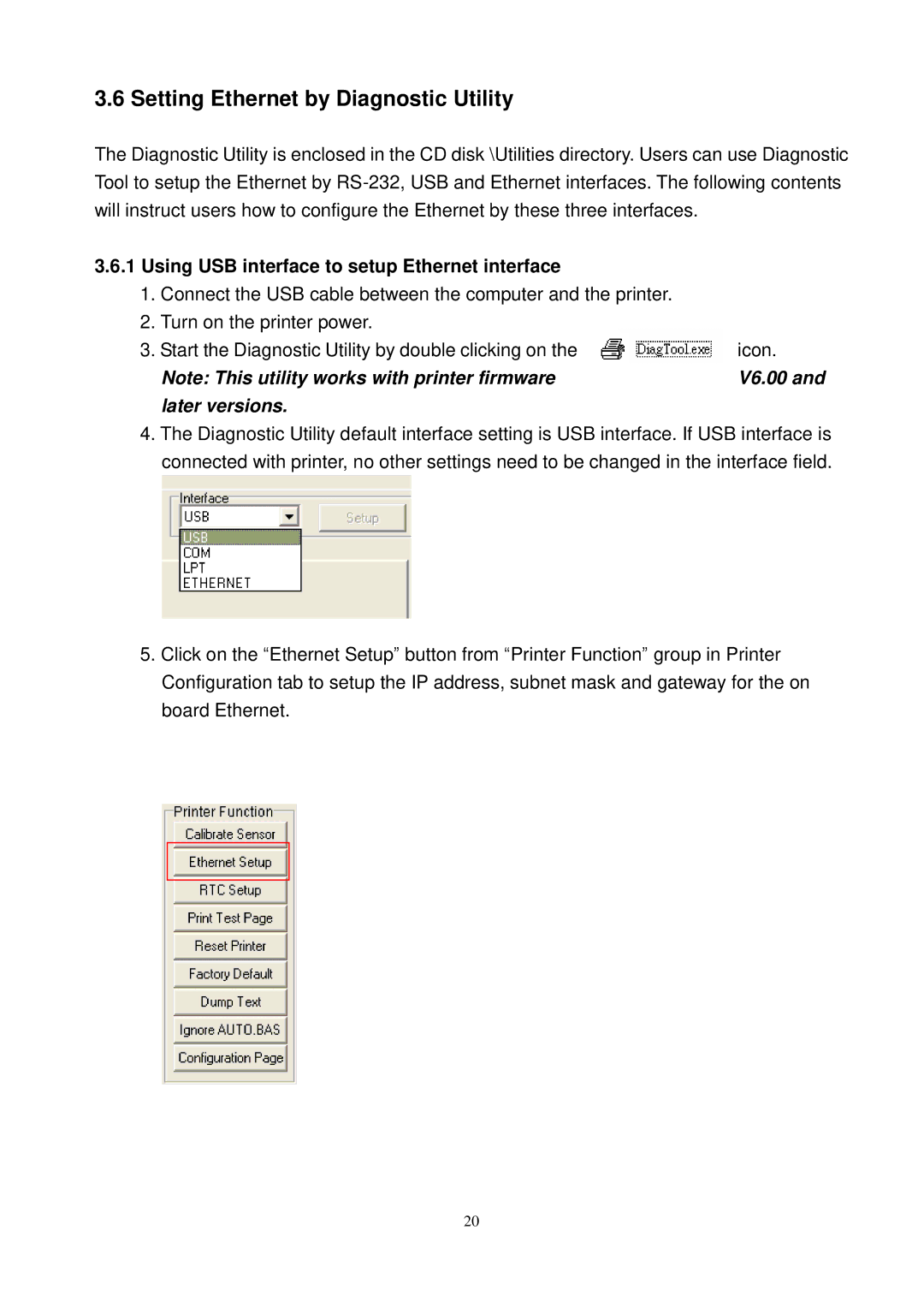 The Speaker Company TTP-343C, TTP-245C, TTP-244CE user manual Setting Ethernet by Diagnostic Utility, Later versions 