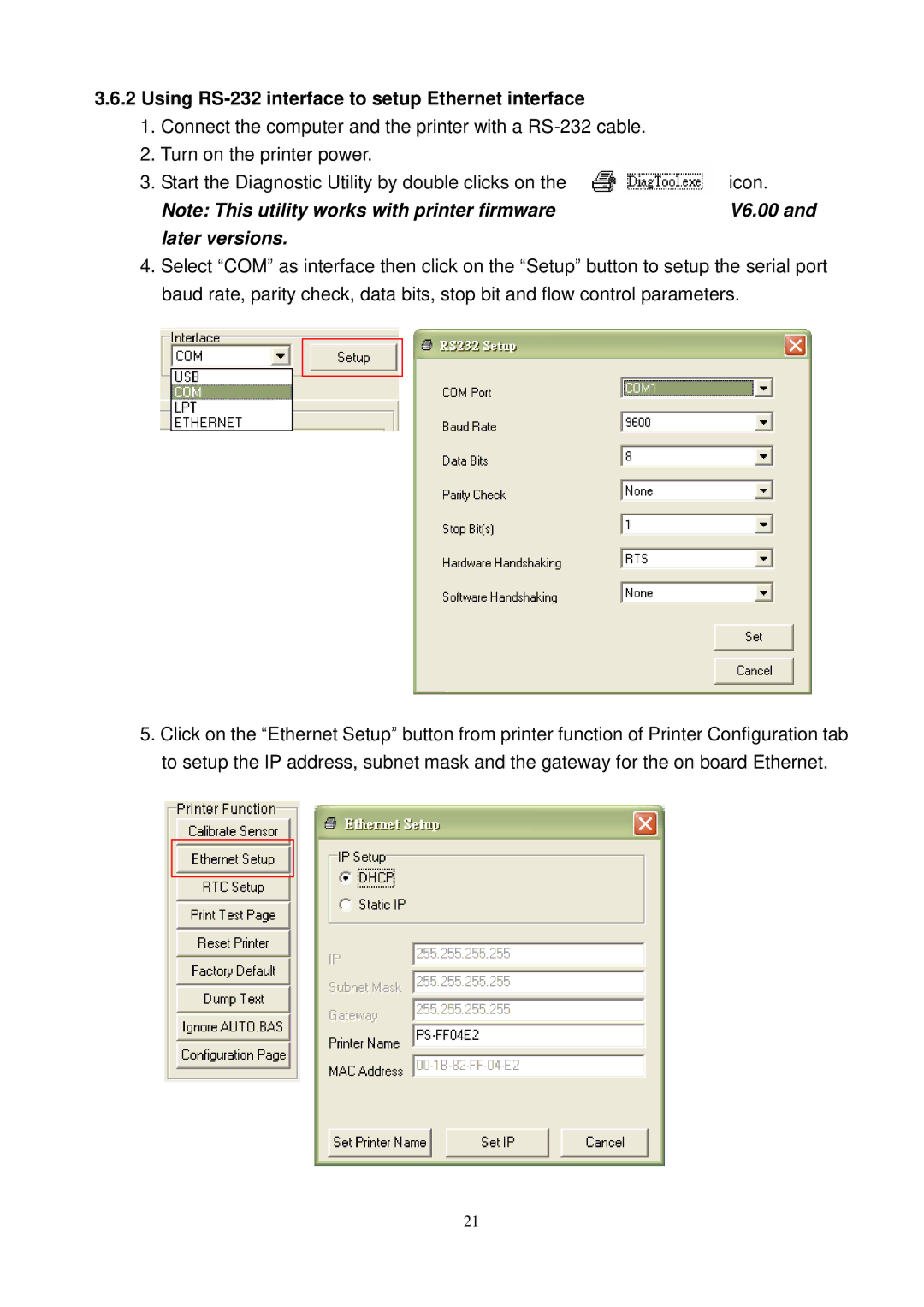 The Speaker Company TTP-245C, TTP-244CE, TTP-343C user manual Using RS-232 interface to setup Ethernet interface 