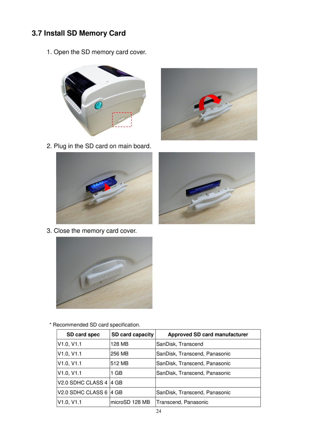 The Speaker Company TTP-245C, TTP-244CE, TTP-343C user manual Install SD Memory Card 