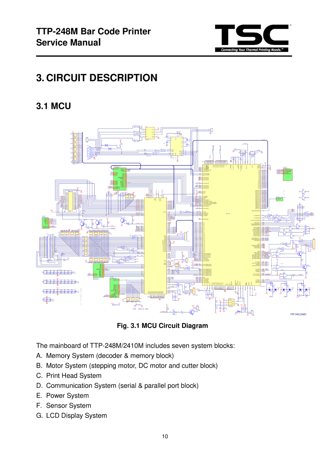 The Speaker Company TTP 248M service manual Circuit Description, Mcu 