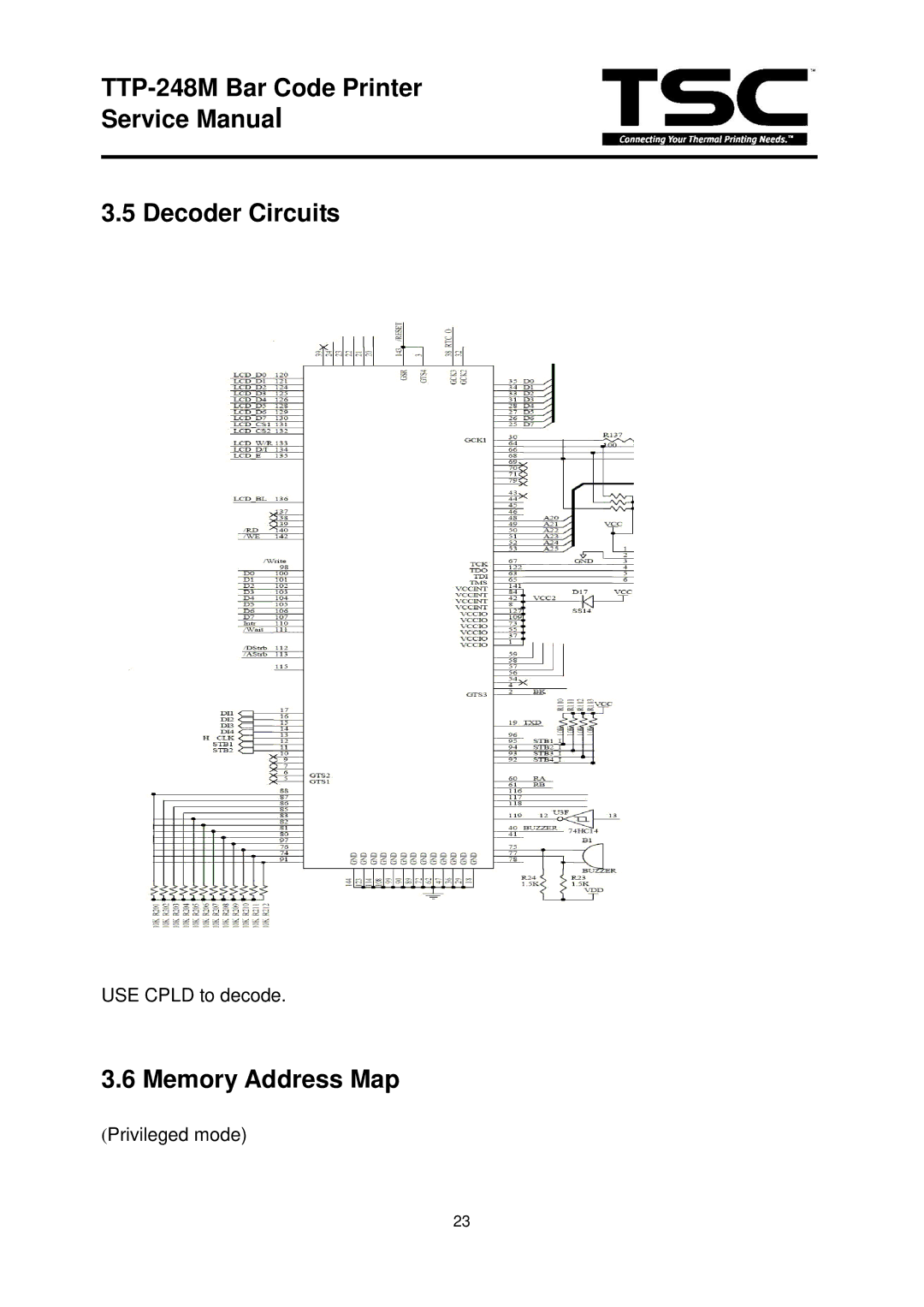 The Speaker Company TTP 248M service manual Decoder Circuits, Memory Address Map 