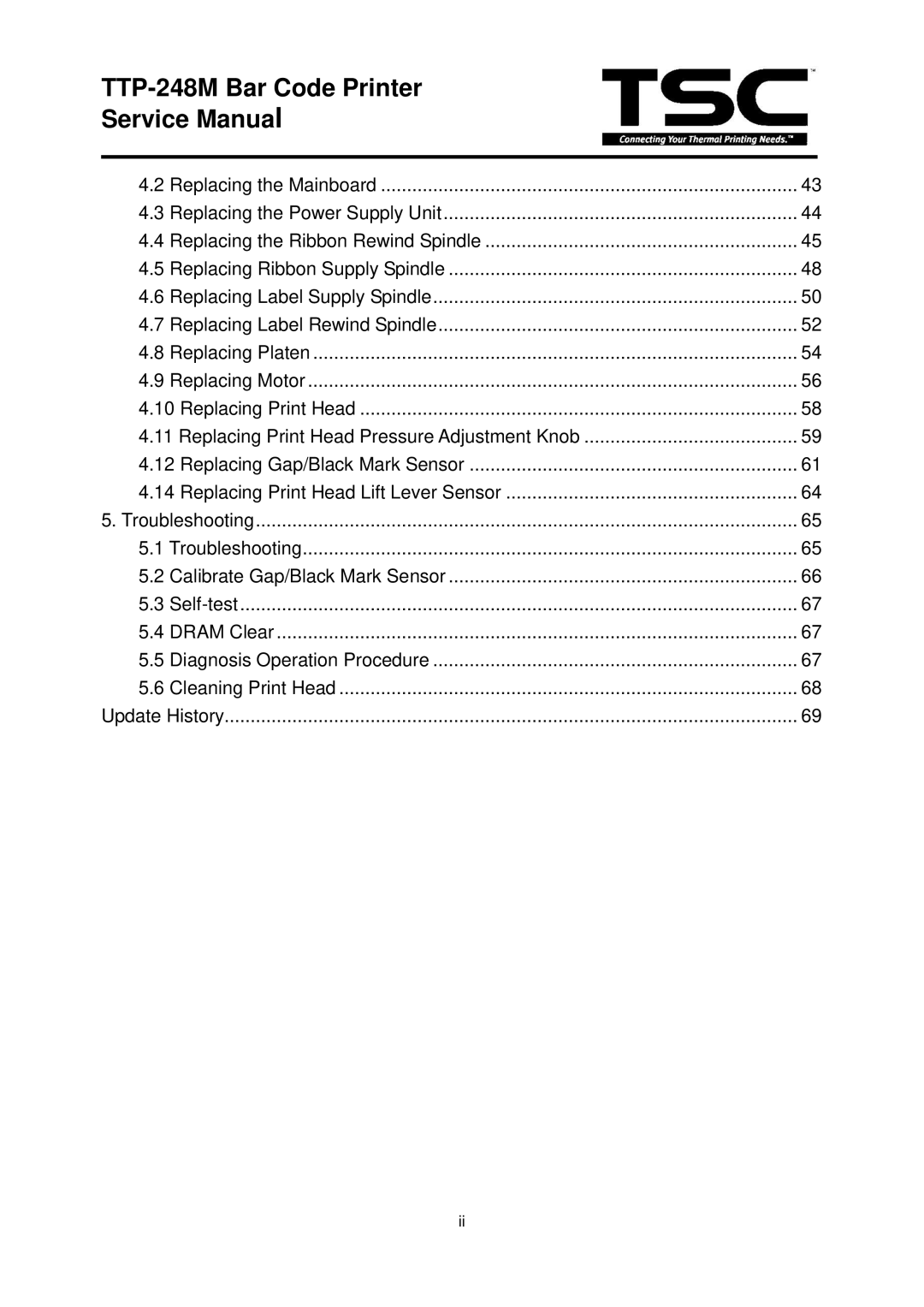 The Speaker Company TTP 248M service manual TTP-248M Bar Code Printer 