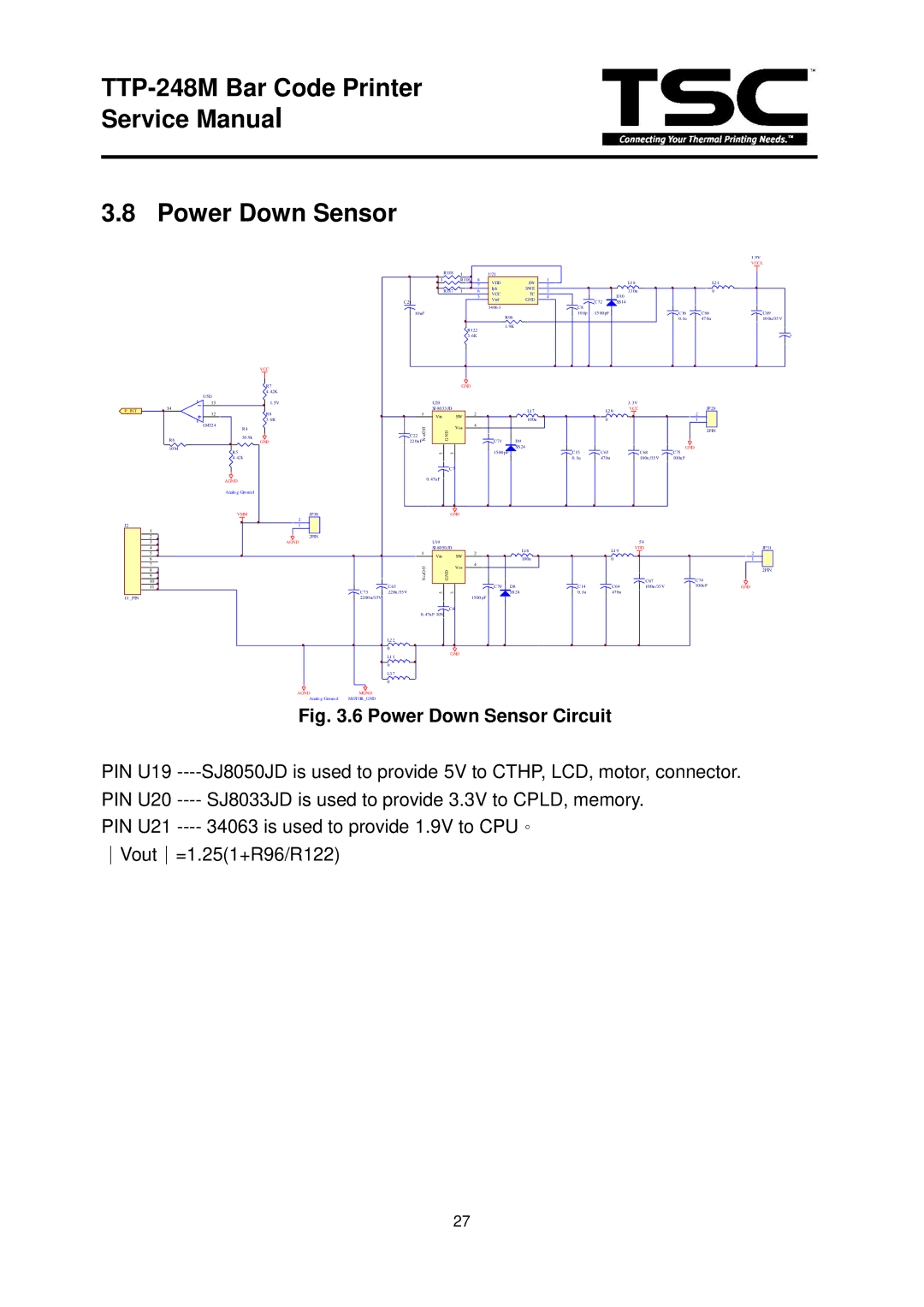 The Speaker Company TTP 248M service manual TTP-248M Bar Code Printer Power Down Sensor, Vcc 