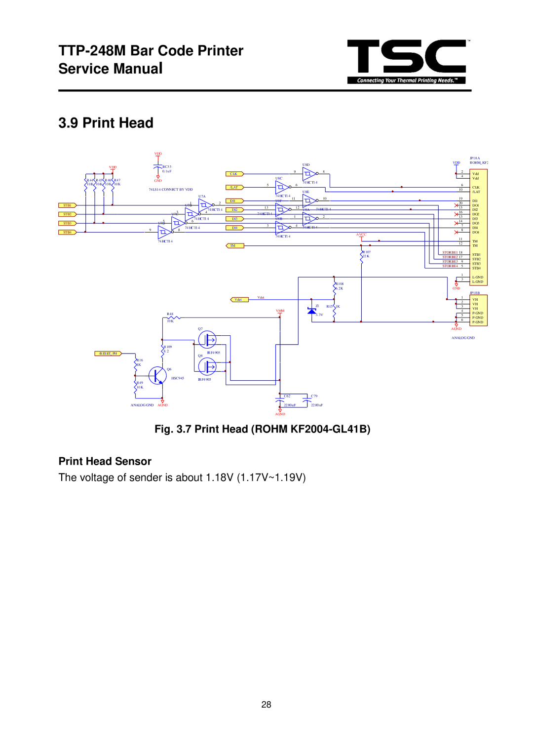 The Speaker Company TTP 248M service manual TTP-248M Bar Code Printer Print Head, Gnd 