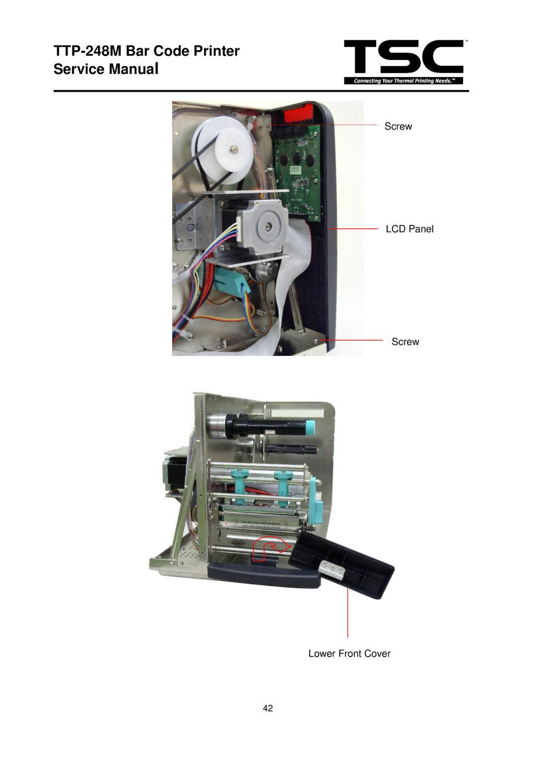 The Speaker Company TTP 248M service manual Screw LCD Panel Lower Front Cover 