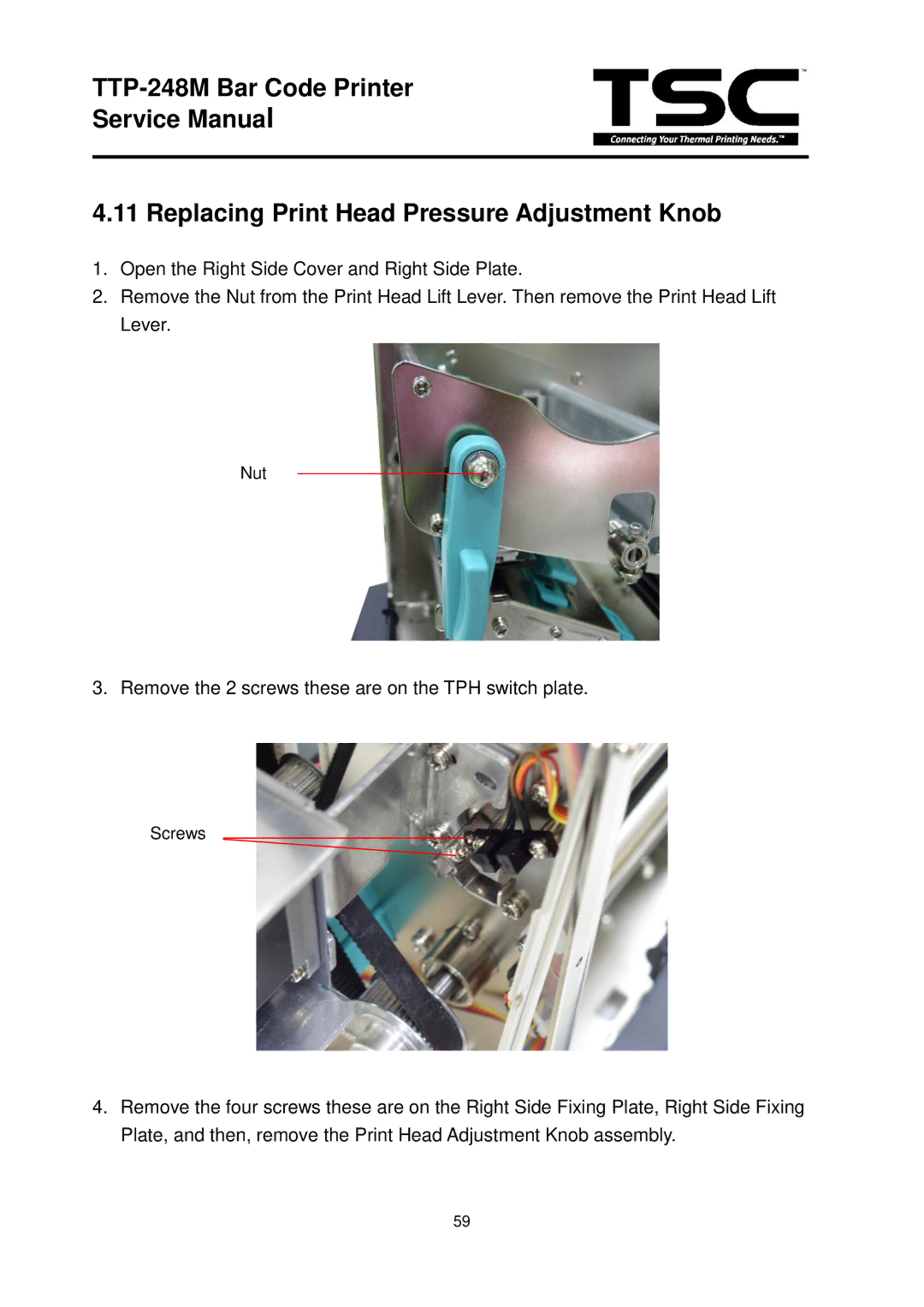 The Speaker Company TTP 248M service manual Remove the 2 screws these are on the TPH switch plate 