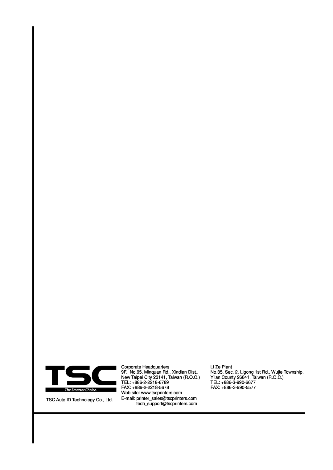 The Speaker Company TTP 248M service manual Corporate Headquarters 