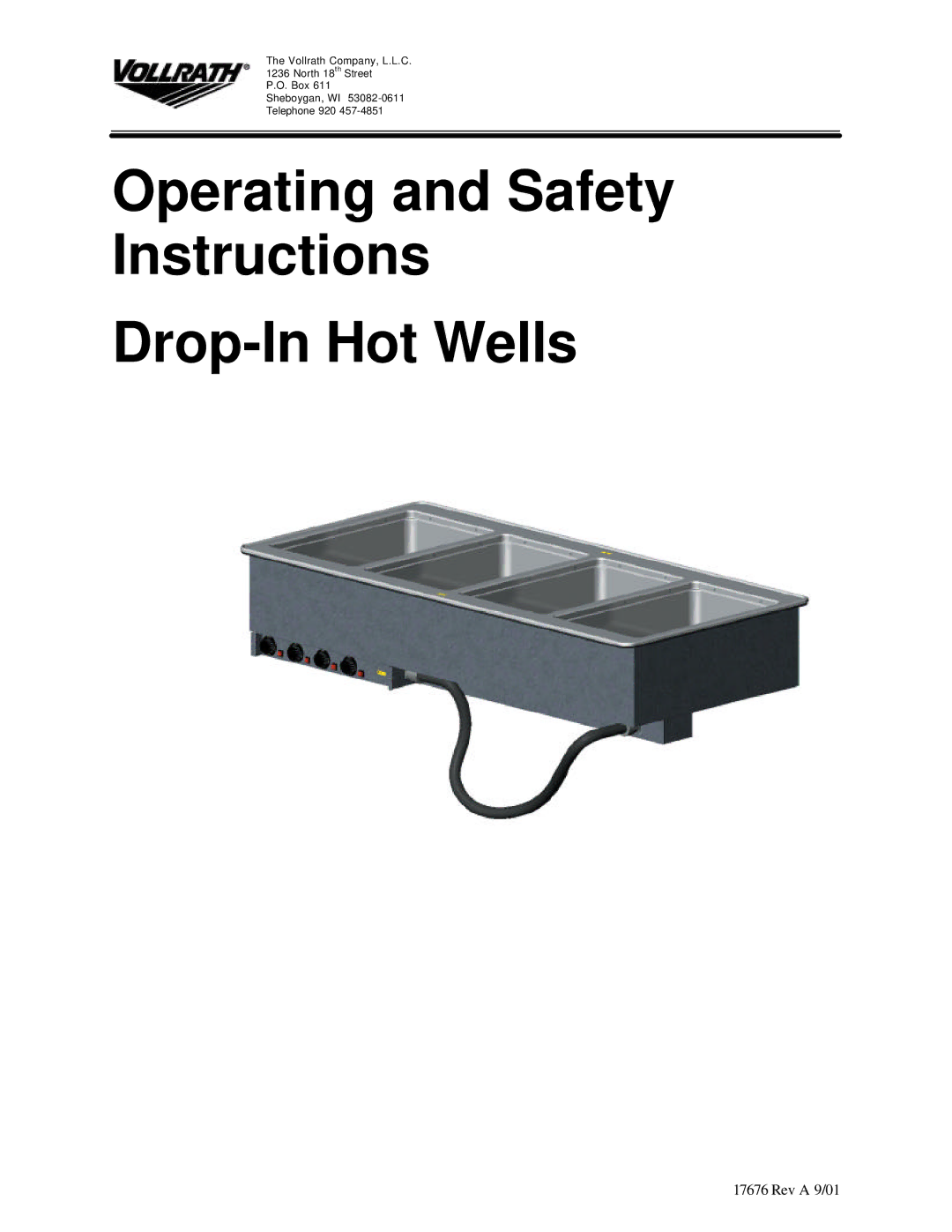 The Vollrath Co manual Operating and Safety Instructions Drop-In Hot Wells 