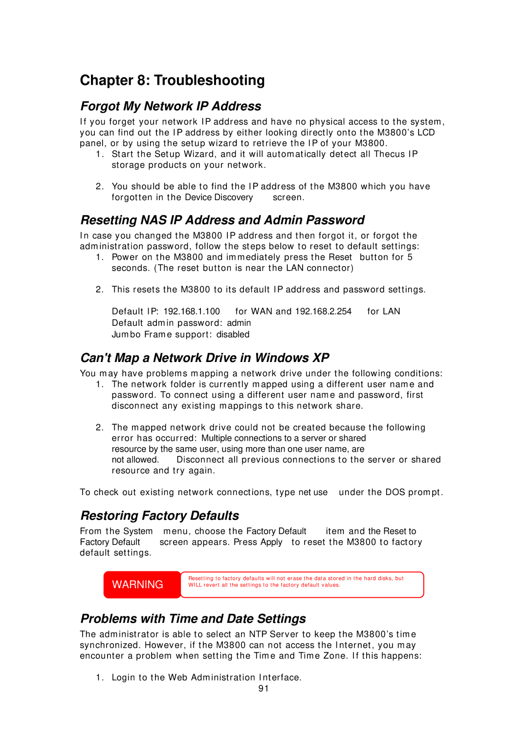 Thecus Technology M3800 manual Troubleshooting 