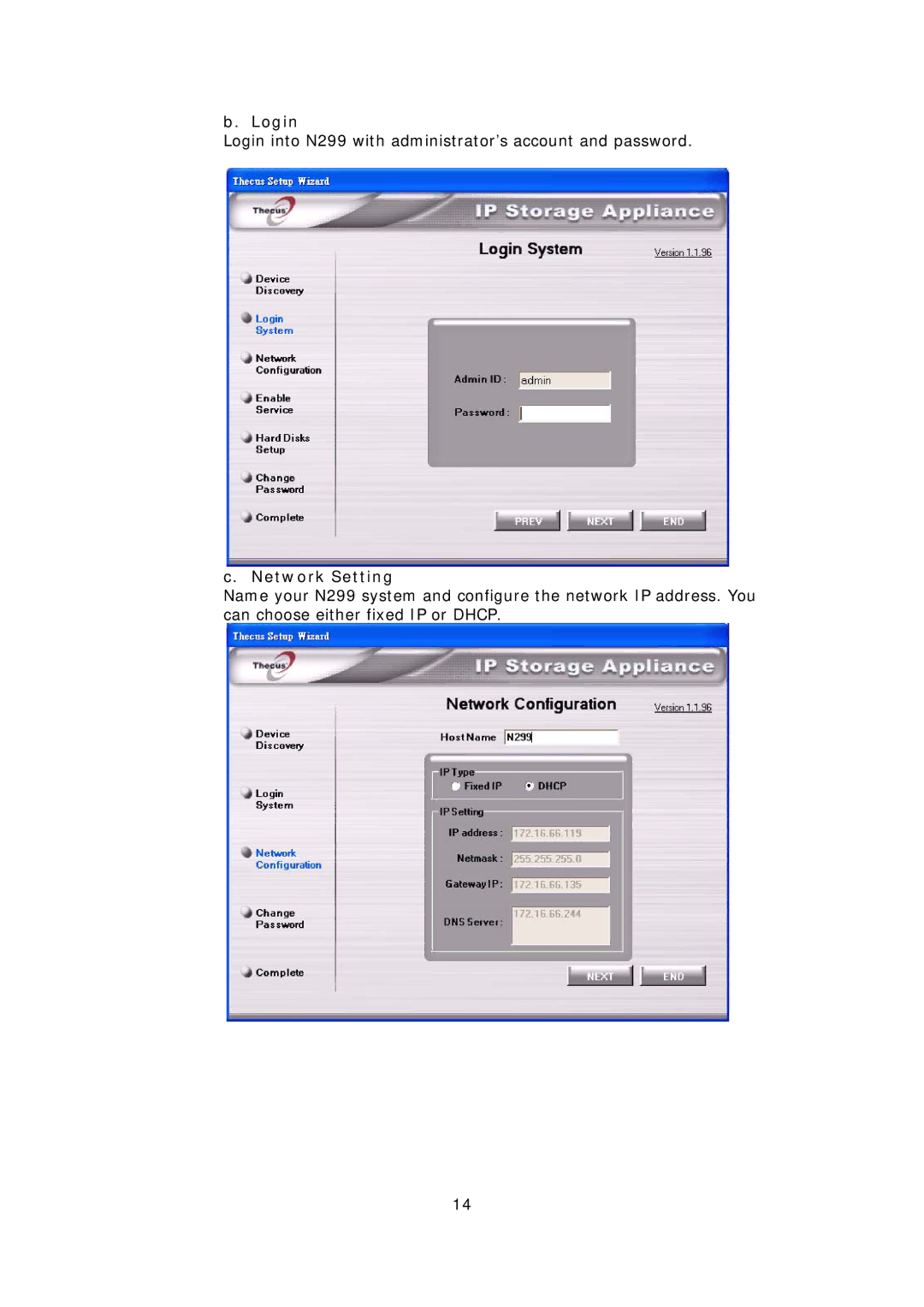 Thecus Technology N299 user manual Login 