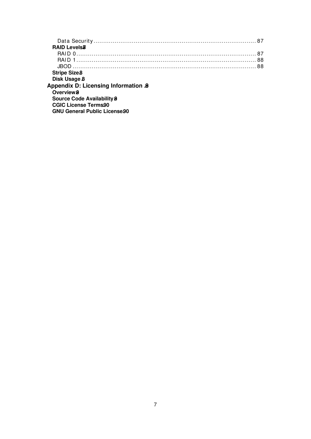 Thecus Technology N299 user manual Data Security RAID Levels, Stripe Size Disk Usage 