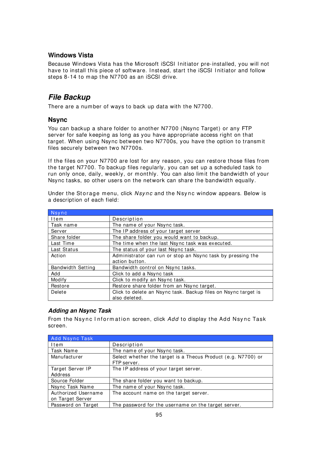 Thecus Technology N7700 user manual File Backup, Adding an Nsync Task, Add Nsync Task 