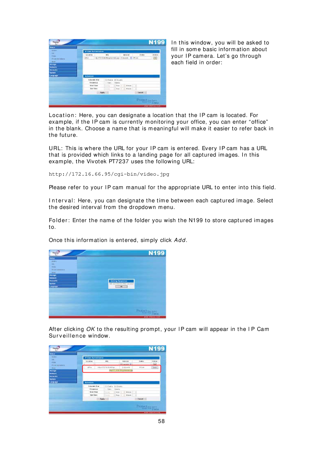 Thecus Technology Thecus N199 user manual Http//172.16.66.95/cgi-bin/video.jpg 