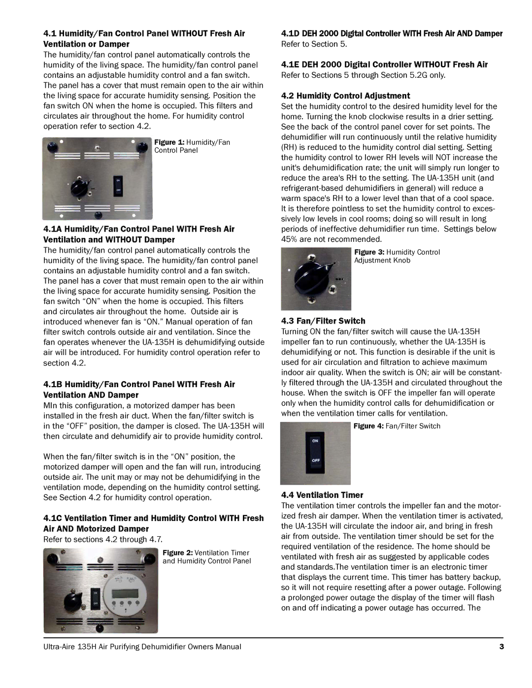 Therma-Stor Products Group 135H owner manual 1E DEH 2000 Digital Controller Without Fresh Air, Humidity Control Adjustment 