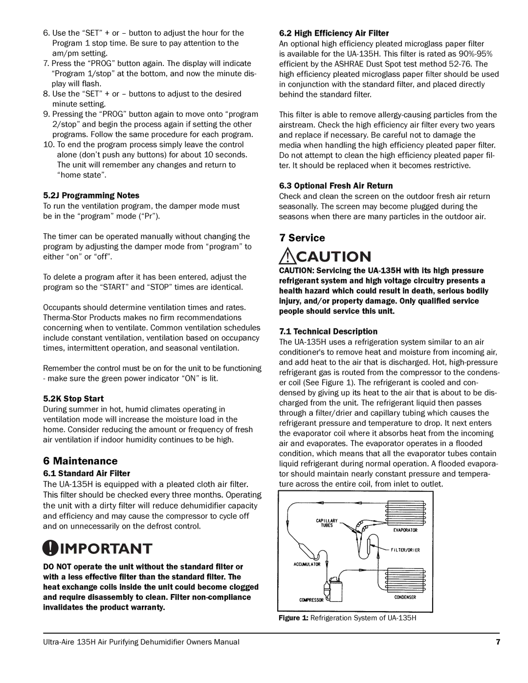 Therma-Stor Products Group 135H owner manual Maintenance, Service 