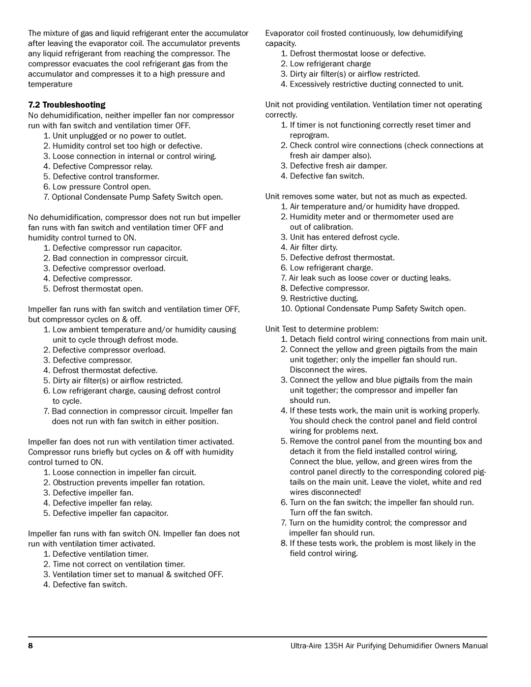 Therma-Stor Products Group 135H owner manual Troubleshooting 