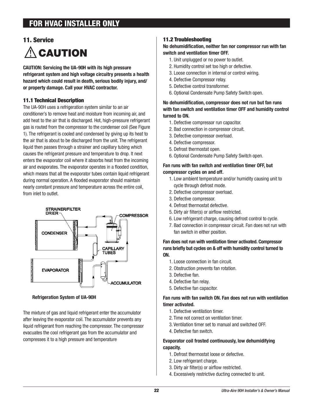 Therma-Stor Products Group 90H owner manual Service, Technical Description, Troubleshooting 