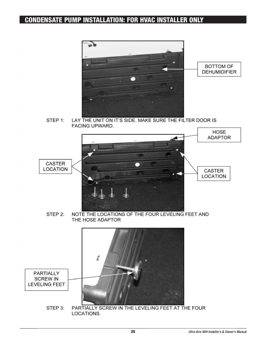 Therma-Stor Products Group 90H owner manual Condensate Pump Installation for Hvac Installer only 