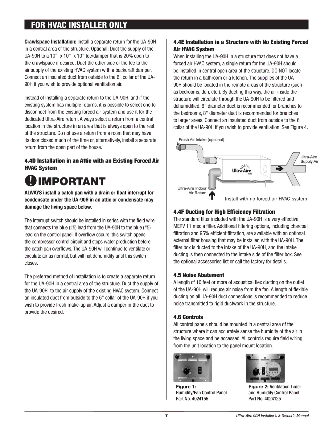 Therma-Stor Products Group 90H owner manual 4F Ducting for High Efficiency Filtration, Noise Abatement, Controls 