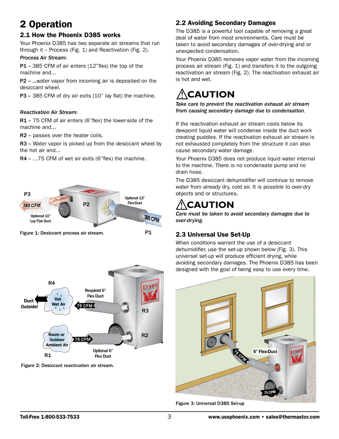 Therma-Stor Products Group Operation, How the Phoenix D385 works, Avoiding Secondary Damages, Universal Use Set-Up 