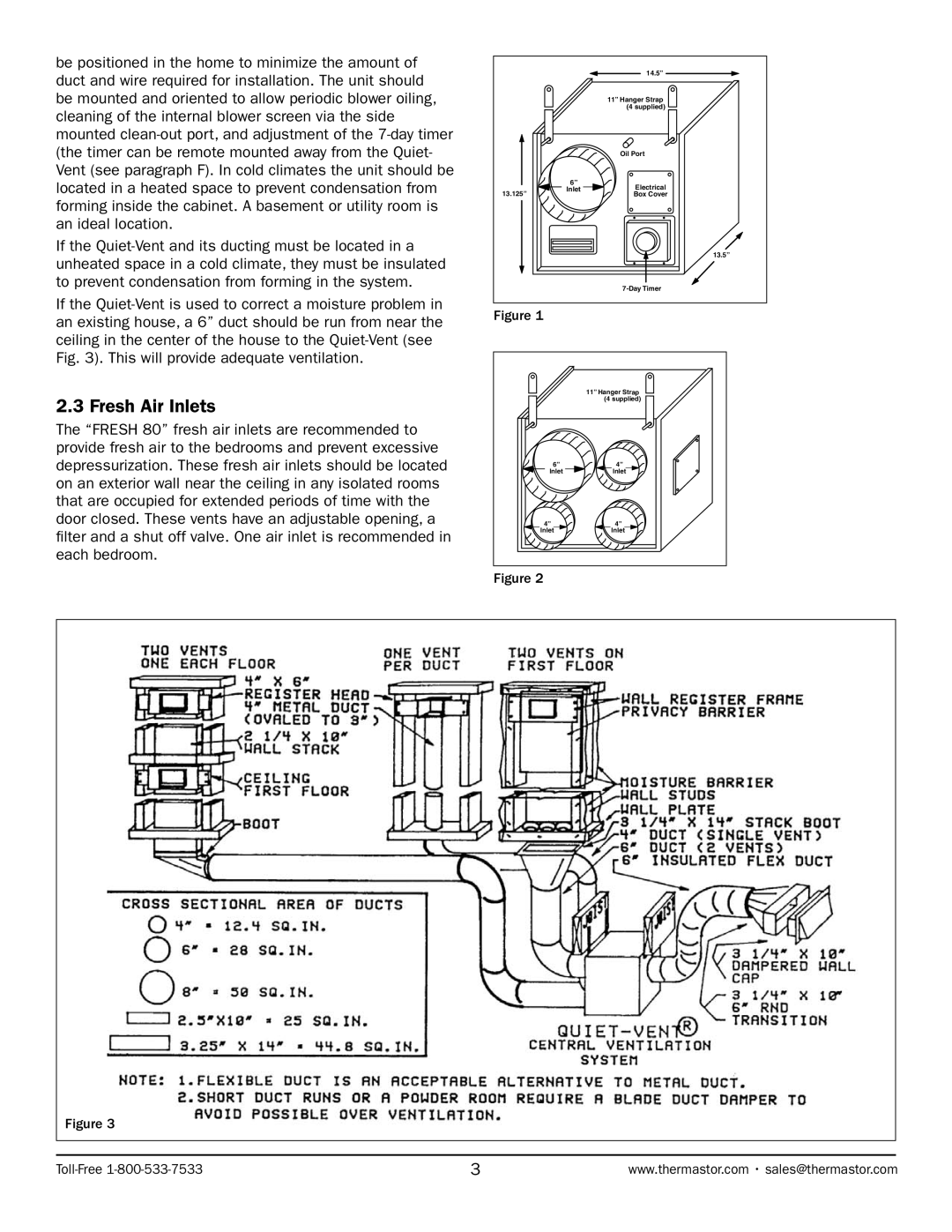 Therma-Stor Products Group Quiet-Vent Ventilation System owner manual Fresh Air Inlets 