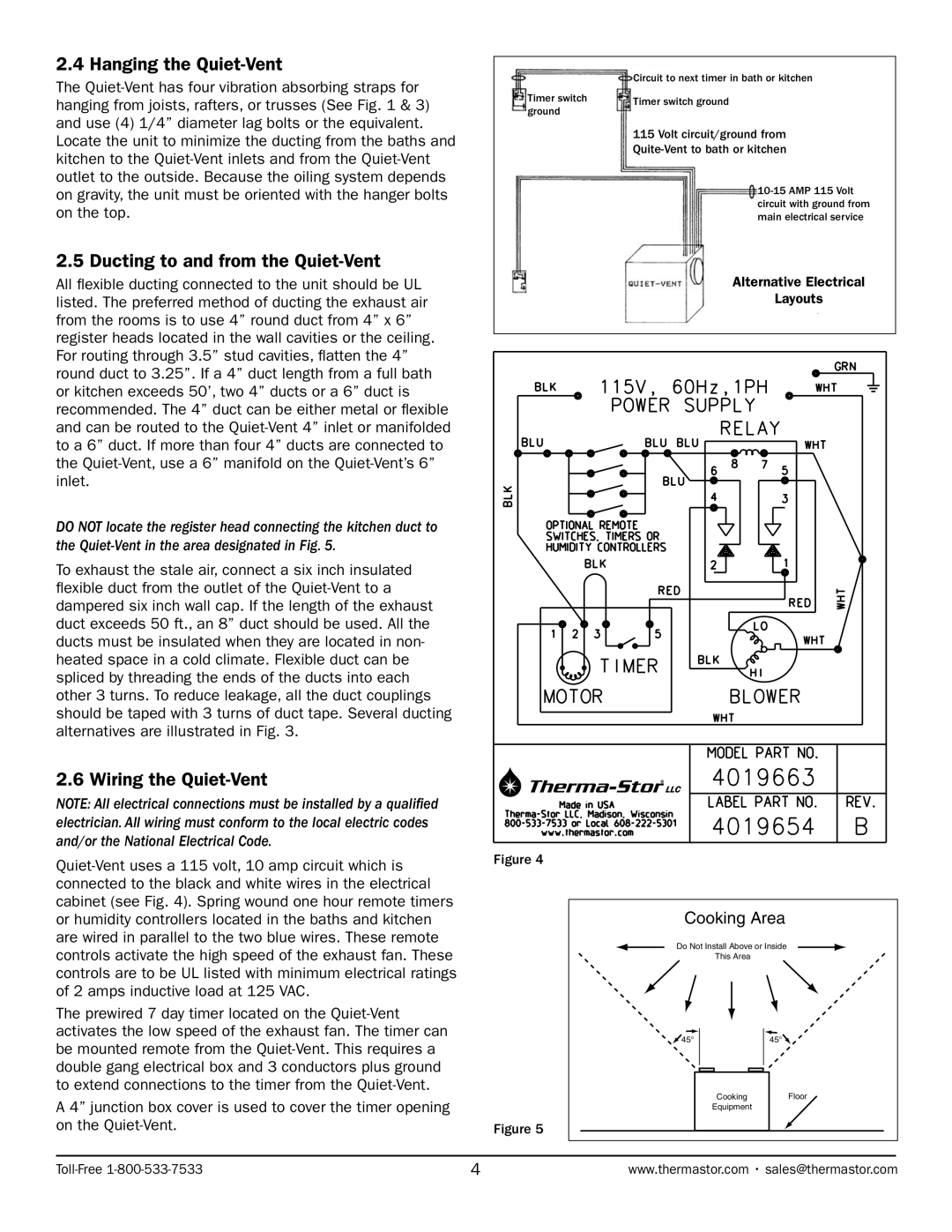 Therma-Stor Products Group Quiet-Vent Ventilation System Hanging the Quiet-Vent, Ducting to and from the Quiet-Vent 