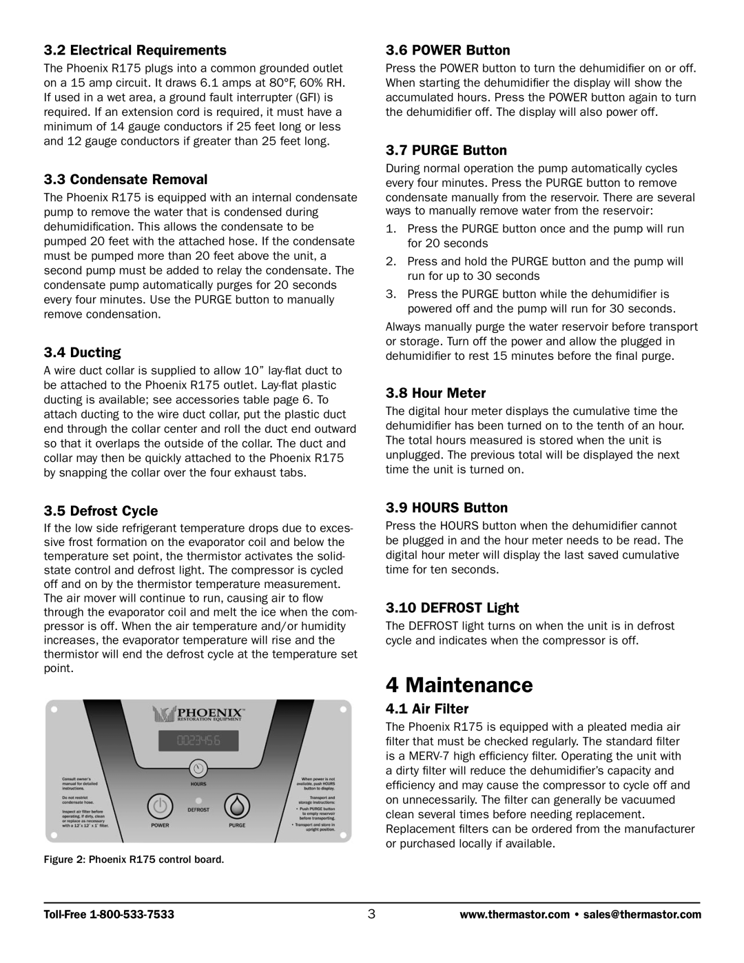 Therma-Stor Products Group R175 owner manual Maintenance 