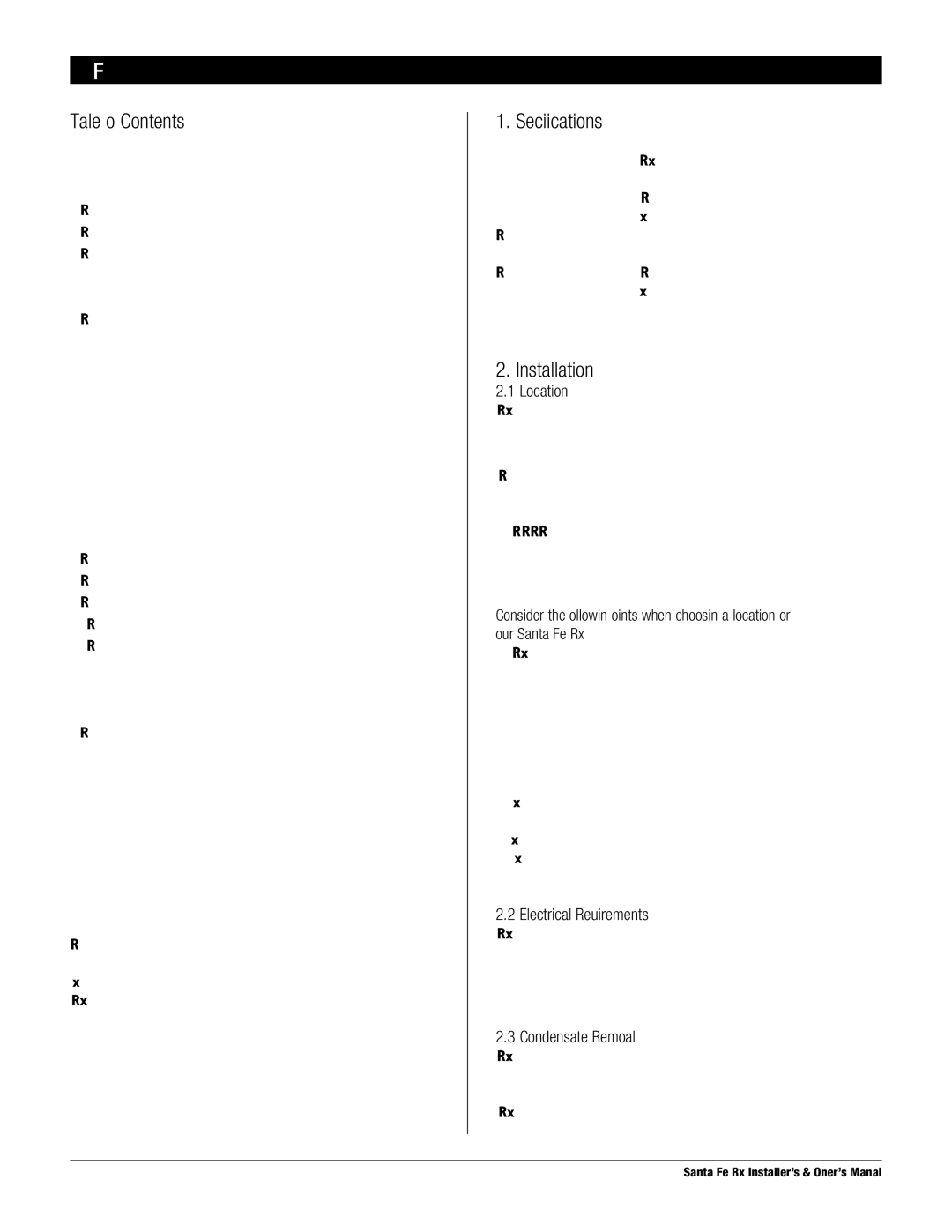 Therma-Stor Products Group Rx Free-Standing Dehumidification owner manual Table of Contents 