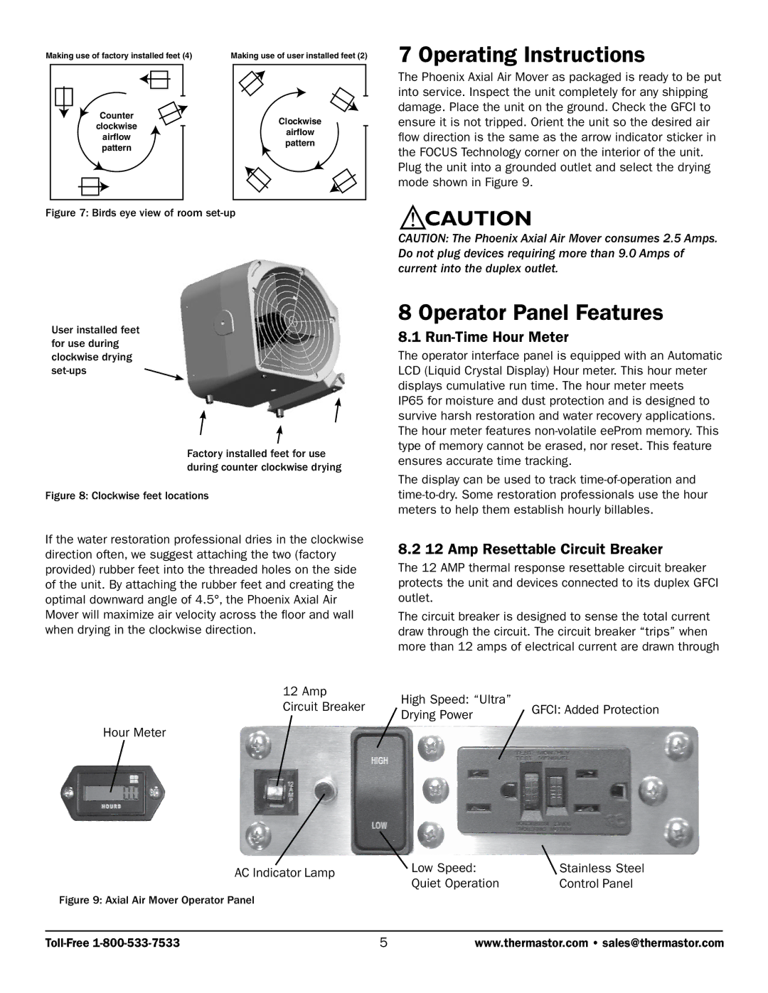 Therma-Stor Products Group TS-285 owner manual Operating Instructions, Operator Panel Features, Run-Time Hour Meter 