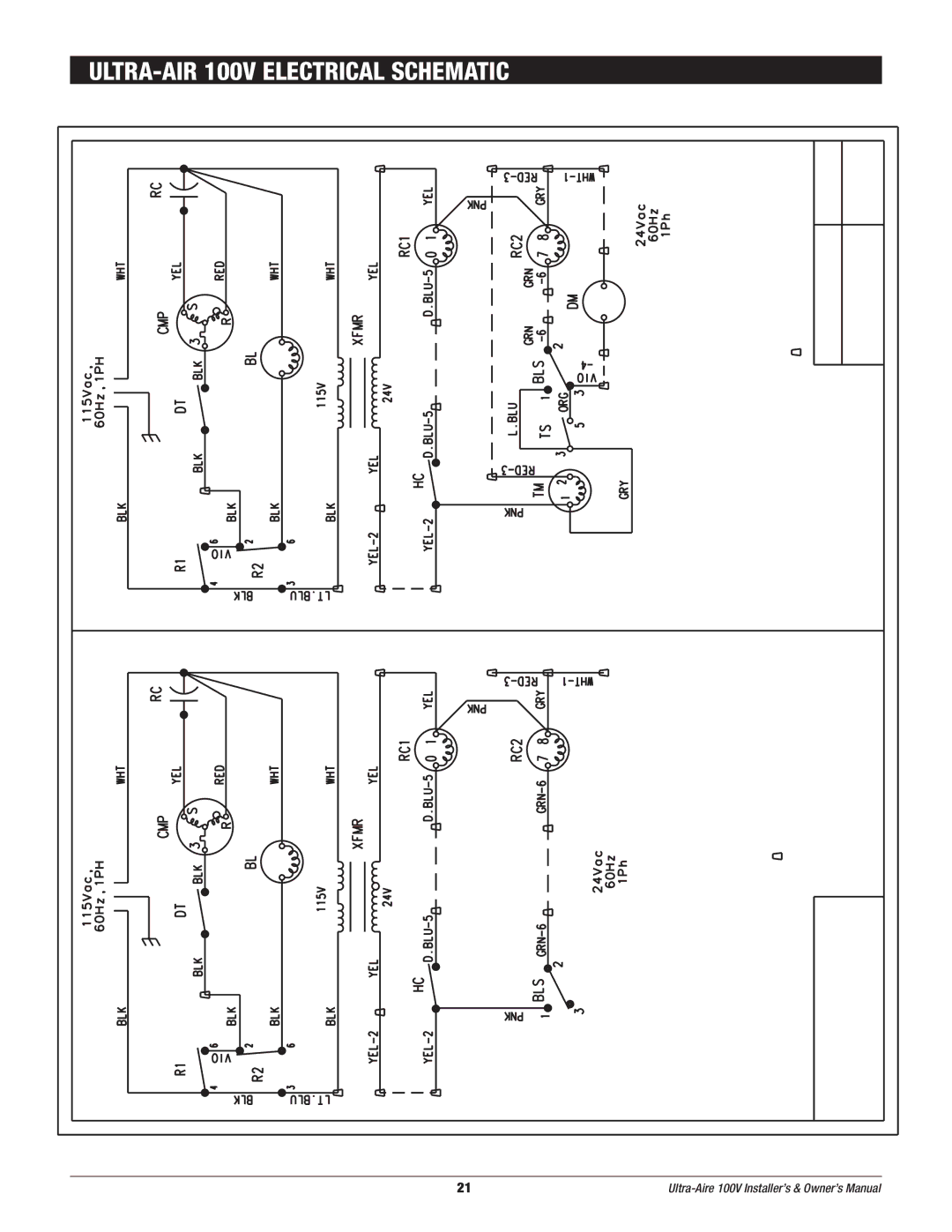 Therma-Stor Products Group Ultra-Aire 100V owner manual ULTRA-AIR 100V Electrical Schematic 