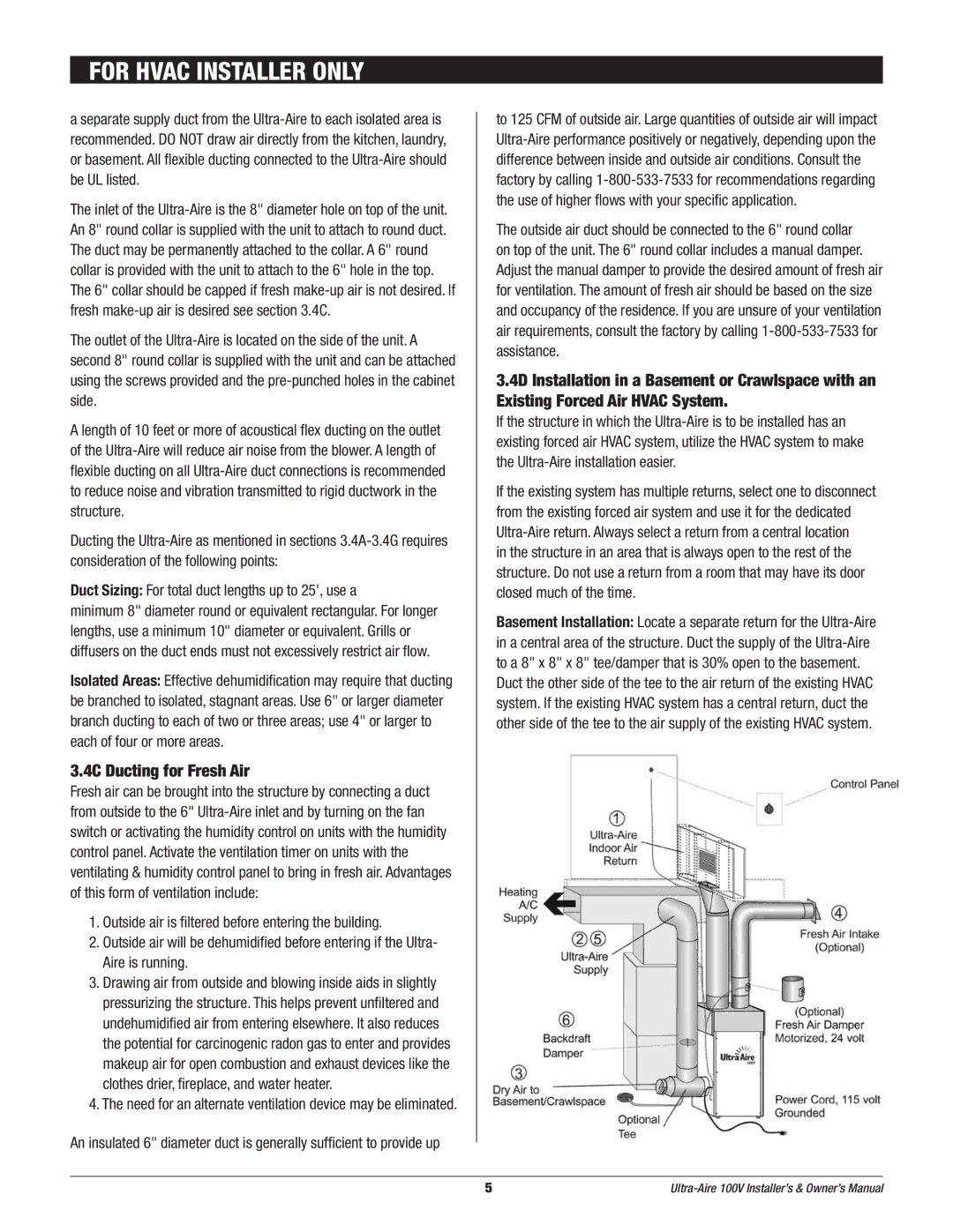 Therma-Stor Products Group Ultra-Aire 100V owner manual 4C Ducting for Fresh Air 